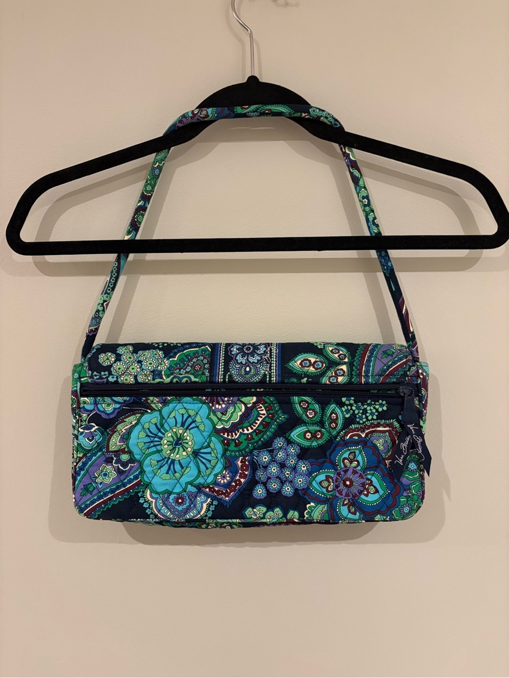 Vera Bradley Quilted Paisley Shoulder Bag in Teal, Navy & Green - Picture 7 of 10